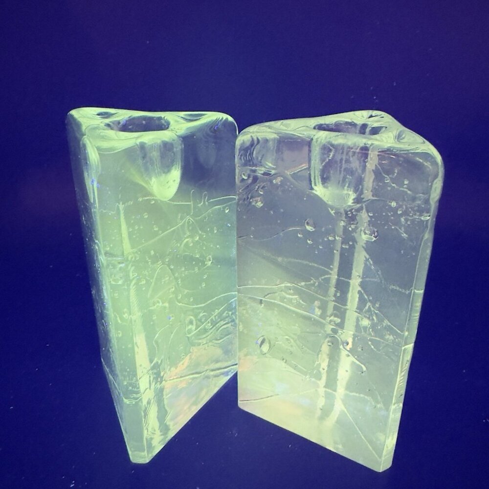 Iittala Finland Arkipelago Glass Candle Holder Timo Sarpaneva Manganese 365nm UV